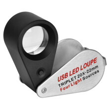 Rechargeable Four-Colour Light Source 13LED Magnifier Diamond Jeweler Loupe Necklace GEM UV Lamp Pocket 20X