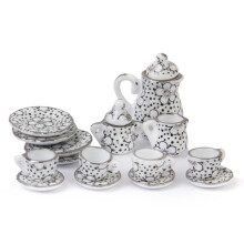 Jeu de the en porcelaine ustensiles a manger du motif de marguerite de 15pzs
