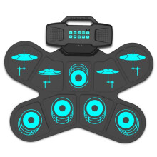 Kit de Batterie Électronique à 9 Pads avec Double Haut-Parleur et Pédale Rechargeable avec Baguettes