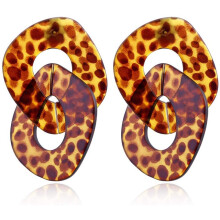 Leopard Acrylharz Doppel Creolen Ohrringe Schildpatt Modeschmuck (Zufällige Farbe)