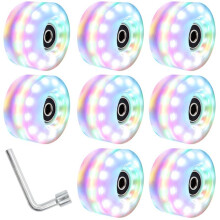 Roller Skate Wheels with Wrench Outdoor Light  High Flash Six Light Double Row Roller Skates Shining Wheels Colorful