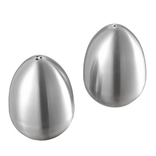 2 Pieces Stainless Steel Pepper Shaker Egg Shaped Salt Shaker Set Kitchen Tool 1