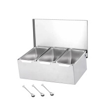 (Three Grids) Premium Spice Containers Storage Box Multi Compartments Kitchen