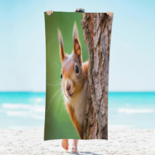 Schattige eekhoorn microvezel strandhanddoek, droogt snel, lichtgewicht, groot formaat, ideaal voor op reis, zwemmen en kamperen.