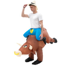 Adult Inflatable Bull Costume Ride Cow OX Suit Blow Clothing for Halloween Cosplay Party Dress Funny Fancy Mascot