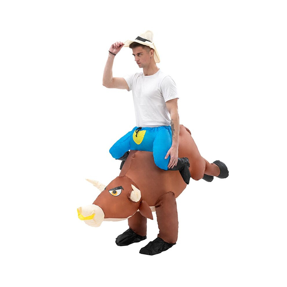 Adult Inflatable Bull Costume Ride  Cow OX Suit Blow  Clothing for Halloween Cosplay Party Dress Funny Fancy Mascot
