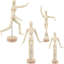 4 Peças de Manequim de Madeira Posável Figura de Desenho de Modelo Humano de Madeira para Esboçar Pintura Decoração de Mesa de Natal