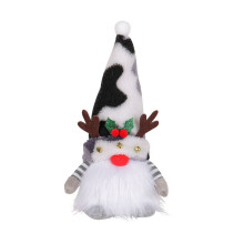Christmas Gnome Doll Antlers with Lights Rudolph Doll Luminous Dwarf Ornaments for Home Xmas New Year Gifts-Black