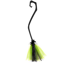 Halloween Dress Witch Broom Children Adult Cosplay Props Accessories Flying Witch Broom, B Green