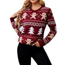 Ugly Christmas Sweaters for Women Cute Fuzzy Funny Wintertime and Holiday Parties Knitted Pullover Sweater Wine Red L