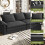 3-Seater Chenille Modern Sofa, Comfortable Home Lounge Sofa 8