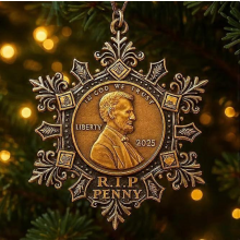 2025 Final Lincoln Penny Snowflake Ornament Historic Commemorative Coin Christmas Decoration