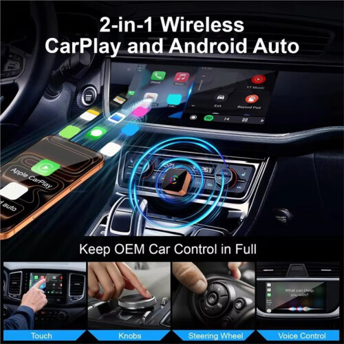 Orange Wireless Carplay Adapter for IOS/Android Fast Connection Zerolatency High-Quality Hands-Free Calling Charger B 1