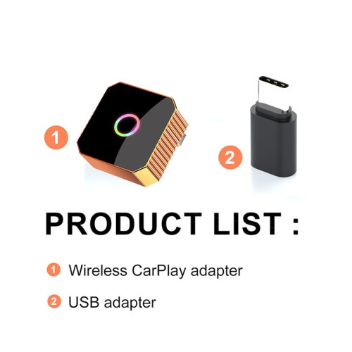 Orange Wireless Carplay Adapter for IOS/Android Fast Connection Zerolatency High-Quality Hands-Free Calling Charger B 2
