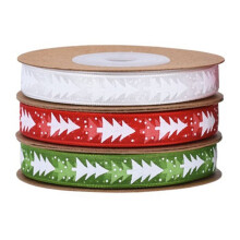 Christmas Ribbon Cake Decorative Printing Ribbon Christmas Tree Yarn Gift Box Bouquet Materials 1cm