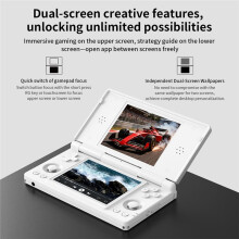 Anbernic RG Retro Video Game Console 4 Inch IPS Dual Touch Screen 3+32G Android 14 Flip Game Player Gift White