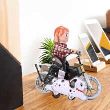 Retro Clockwork Toy: Boy on Bike with Dog