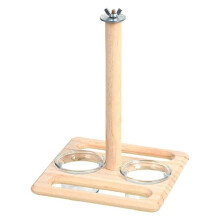 Wood Bird Feeding Cups for Cage Hanging  Feeder Food Water Bowl with Perch for Cockatiels Easy to Install Bird