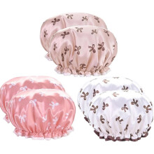Double-Layer Water-Proof Shower Cap Antifouling Kitchen Hair Cover Bathroom Bath Hat Elastic Comfortable