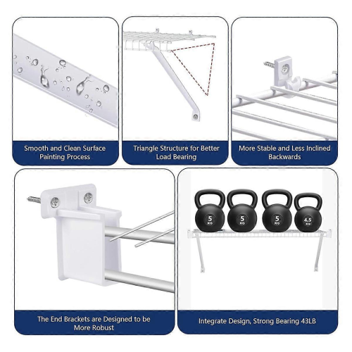 Camper Storage Hardware Kit - 17" Iron Brackets (3), Supports (2), White Hooks (6) with Screws 1