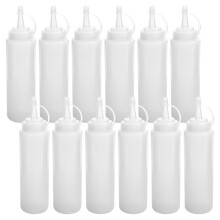 12-Pack 8 Oz Squeeze Squirt Kryddflaskor med Vridning på Locket för Sås, Ketchup, BBQ, Dressing, Färg