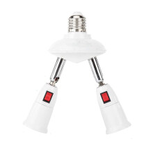 Adaptateur de Douille Répartiteur E27 2 en 1 Réglable à 360 Degrés. Adaptateur de Douille D'Ampoule LED Standard E27