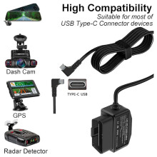 3X Dash Cam OBD-Hardwire-Set, Dashcamera USB Type C-Hardwire-Set met OBD-Voedingskabel voor Dashcam 12-24V Naar 5V/3A