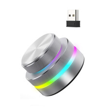 Three-Mode Dual Knob Keyboard with RGB Lights Reverse Direction Knob Single-Button Volume Knob Silver