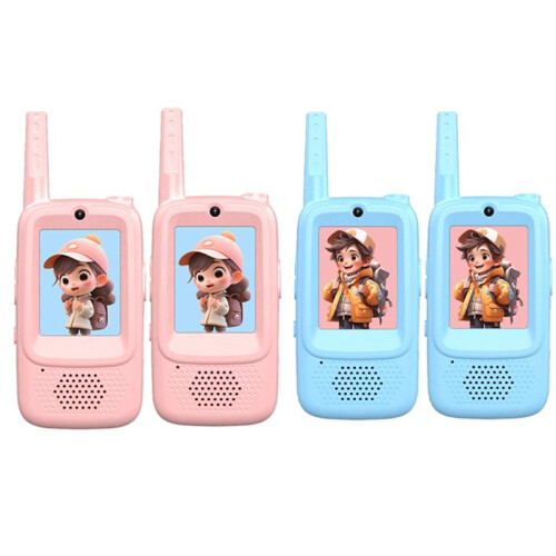 Vídeo Interfone Infantil com Tela de 2 Polegadas, Câmeras Frontal e Traseira Duplas, Suporte para Mudança de Voz, Design de Desenho Animado, Ideal