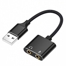 USB-Audio-Interface voor Computer, USB Naar 3,5 mm Audio-Adapter, Externe Geluidskaart met Hoofdtelefoonaansluiting
