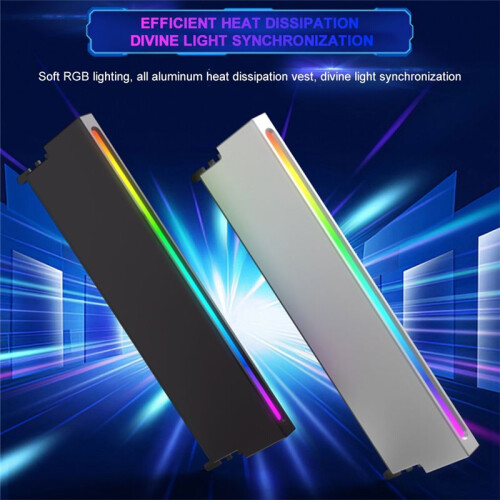 Universal Memory Heat Sink 5V 3PIN ARGB AURA Sync Memory Module Cooler DDR3 DDR4 DDR5 RAM Computer Accessories Silver 2