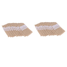 100 pezzi di iuta naturale posate Coltelli e forchette Set di posate posate borsa supporto tela e pizzo decorazione di cerimonia nuziale del partito,