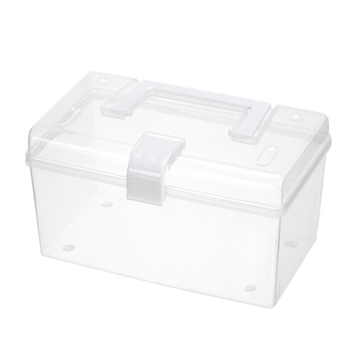 Transparente Aufbewahrungsbox, Kunststoff, Traggriff 1