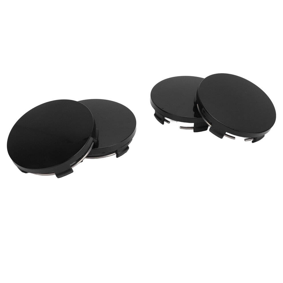 Universal 4Pcs 60Mm Wheel Center Caps With Secure Iron Ring Clip Aus- Black 9351385994899