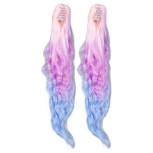 2 Stück Baumwoll-Puppenperücken Farbverlauf Pink-Lila-Blau 25 cm