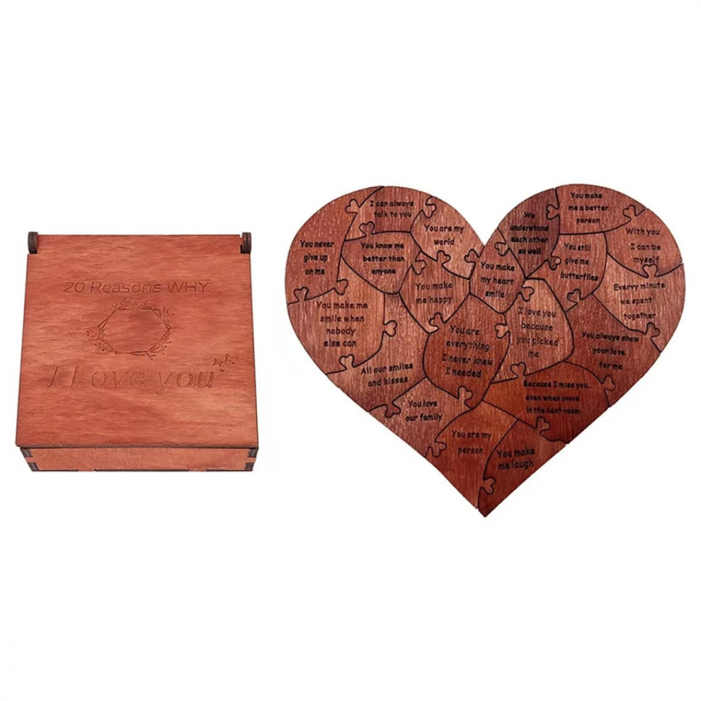 20 Reasons Why I Love You Wooden Heart Puzzle 25-26 6083684792588