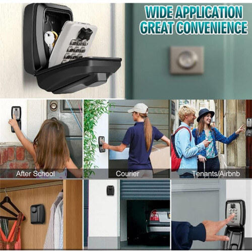 Key Box Wall Mounted Large Key Box Secure Waterproof Outdoor Key Box with 12 Code Rustproof  Heavy Duty Key 2