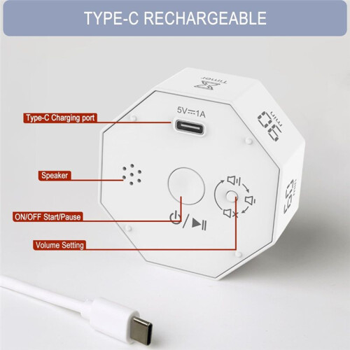 Digital Productivity Timer, Rotating Pomodoro Timer with 1-3-5-15-30-60-90 Min Countdown, for Study Office Kitchen Desk 2