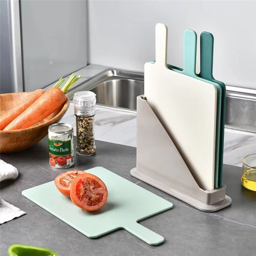4PCS Kitchen Sorting Cutting Board with Drain Storage Rack,Vegetable & Complementary Food Cutting Boards for Home Use 2