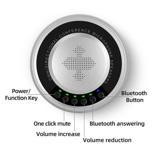 Microphone de Conférence USB  à 360 pour Visioconférences, Cours en Ligne et Diffusions en Direct, Noir. 2