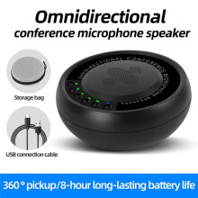 Microphone de Conférence USB à 360 pour Visioconférences, Cours en Ligne et Diffusions en Direct, Noir.