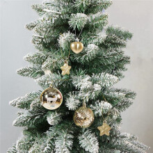 For Family Christmas Decor Set:52 Hanging Ornaments, Plastic Balls, Five-Pointed Stars, Painted Christmas Tree Pendants