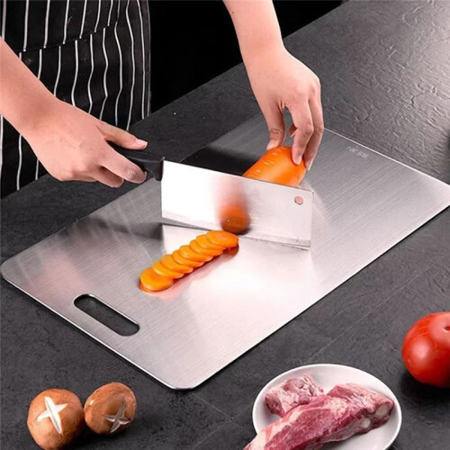 Stainless Steel Double-Sided Cutting Board for Kitchen - Thick Panel, Chopping & Kneading Dough Board 1