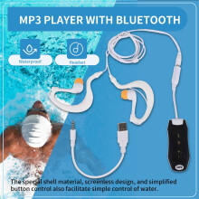 MP3 Music Player Auscultadores Subaquáticos para Natação, Desportos Aquáticos, Cabo Curto, 4 GB, Preto