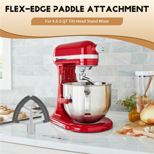 Flex- Paddle Attachment for  4.5-5 QT Tilt- Stand Mixer Replacement Silicone Beater Bowl Scraper Blade 1
