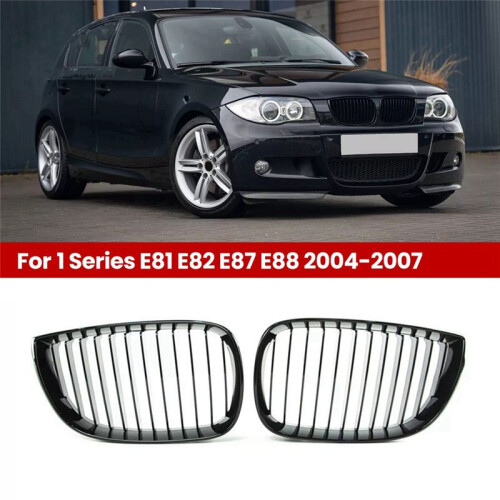 Gloss Black Front Kidney Single Grill for  1 Series E81 E82 E87 E88 2004-2007 2