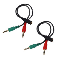 2X Headphone Splitter for Computer, Earphone Adapter for PC Audio & Mic, 3.5mm Female to Dual 3.5mm Male