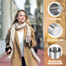 4Pcs 304 Stainless Steel Cup 300ml Double Wall Metal Cup Vacuum Insulated Water Tumbler Metal Coffee Mug Beverage Cup