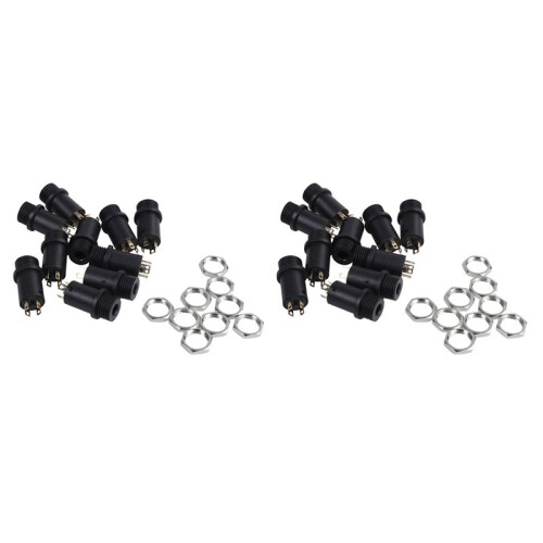 20PCS 3.5MM  Stereo Female Panel Mount Headphone Jack Solder, Black 4 Conductor