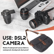 Retro Waterproof Camera Bag Photography Packages Dslr Shoulder Sling Case for Canvas Single Messenger Men Gray
